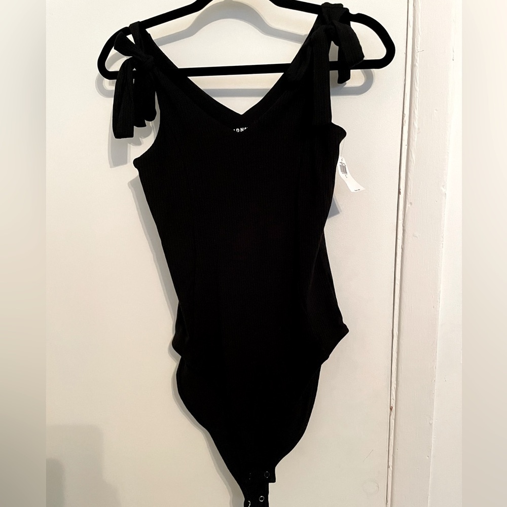 Tie-shoulder tank black bodysuit